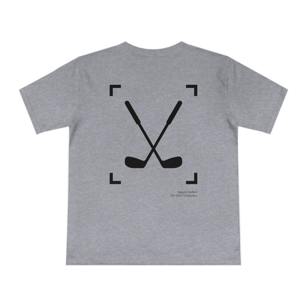 Camiseta exclusiva para golfistas naturales (solo para la UE) — Camiseta con el logo "Natural Golfers" y un gráfico de palos cruzados en la espalda