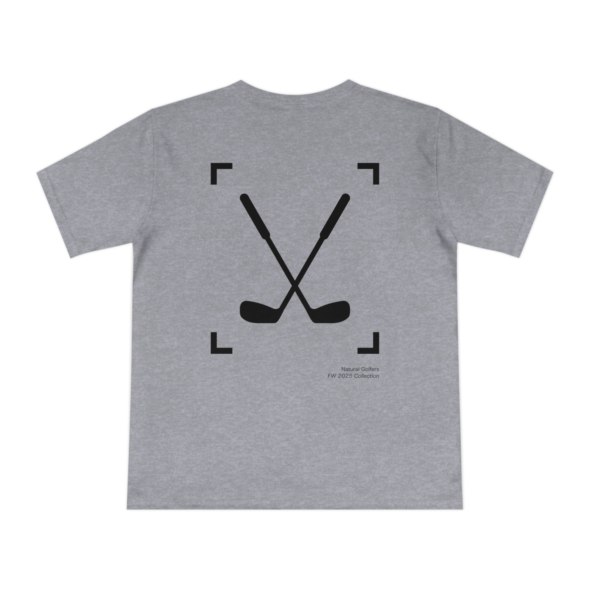 Camiseta exclusiva para golfistas naturales (solo para la UE) — Camiseta con el logo "Natural Golfers" y un gráfico de palos cruzados en la espalda