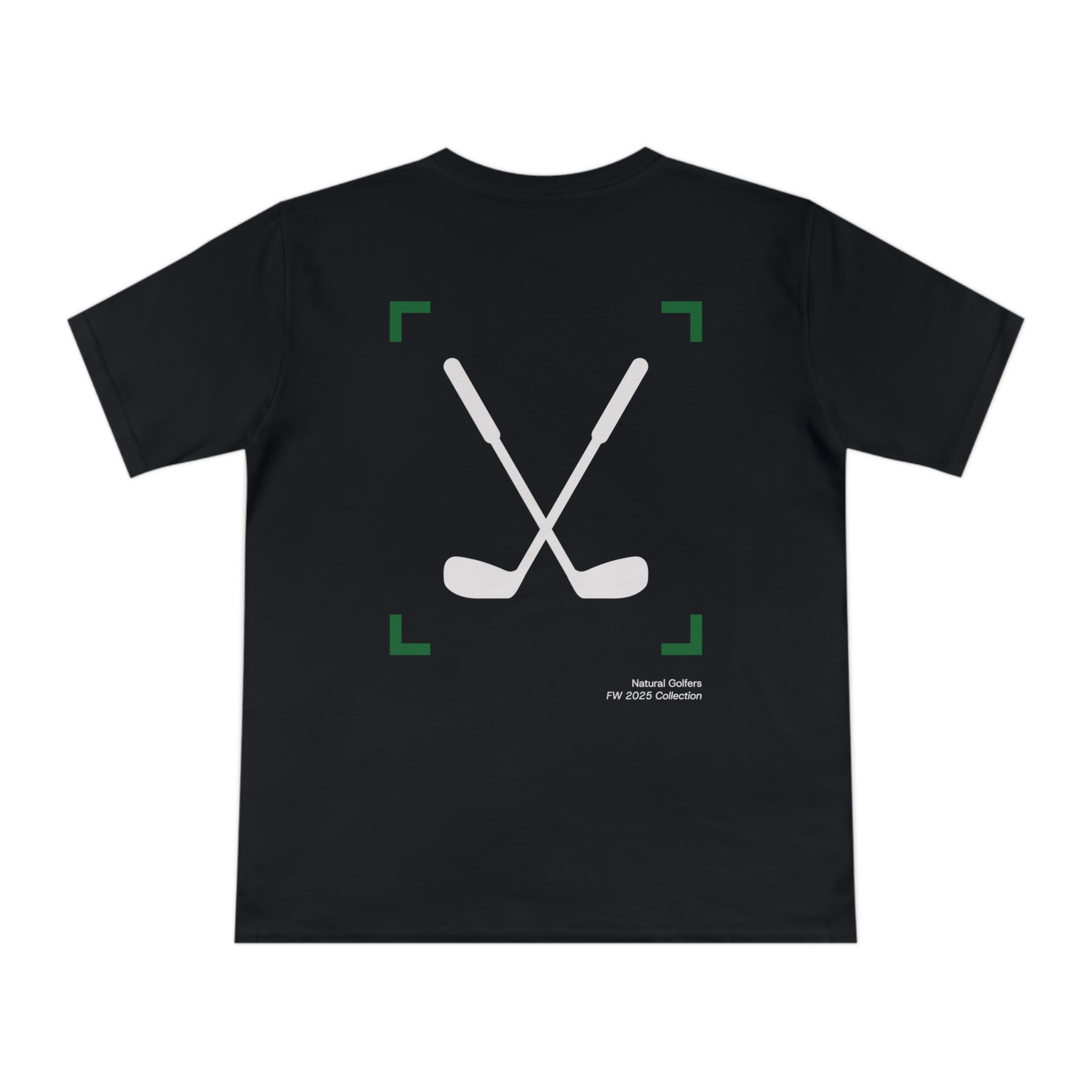 Camiseta exclusiva para golfistas naturales (solo para la UE) — Camiseta con el logo "Natural Golfers" y un gráfico de palos cruzados en la espalda