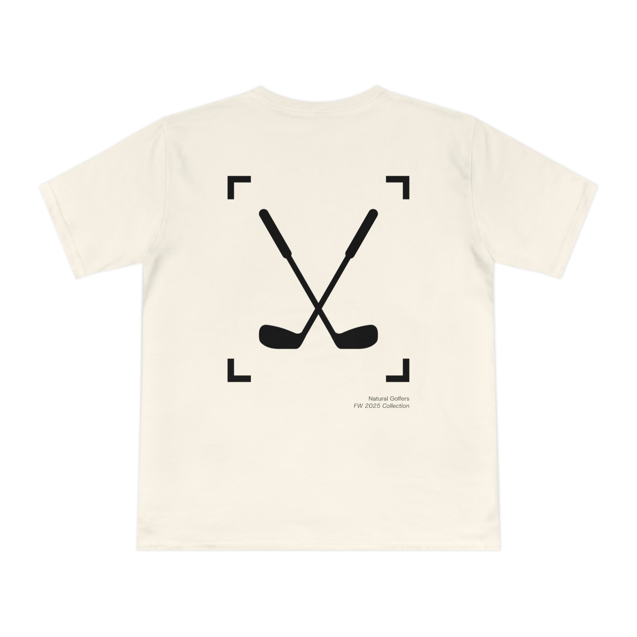 Camiseta exclusiva para golfistas naturales (solo para la UE) — Camiseta con el logo "Natural Golfers" y un gráfico de palos cruzados en la espalda