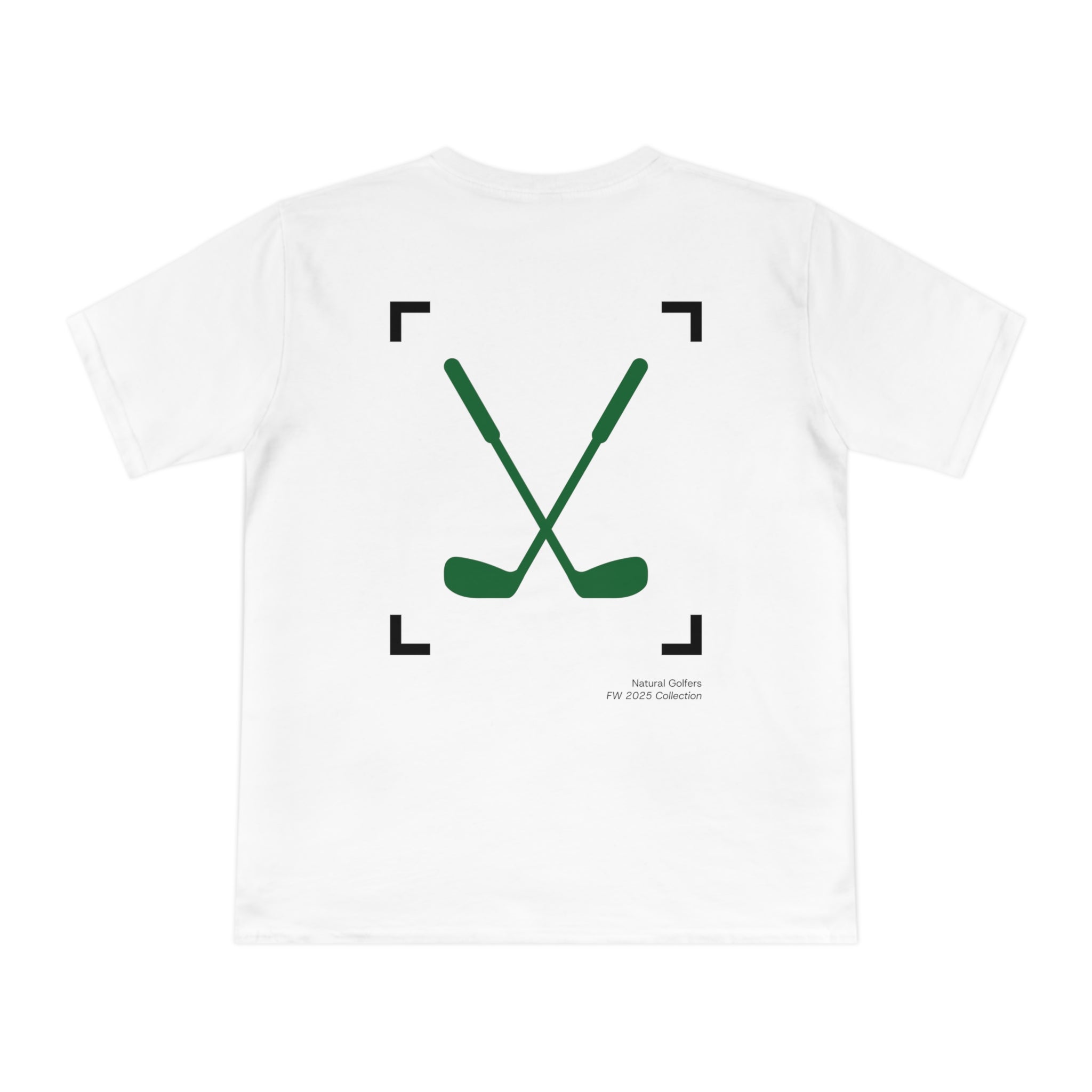 Camiseta exclusiva para golfistas naturales (solo para la UE) — Camiseta con el logo "Natural Golfers" y un gráfico de palos cruzados en la espalda