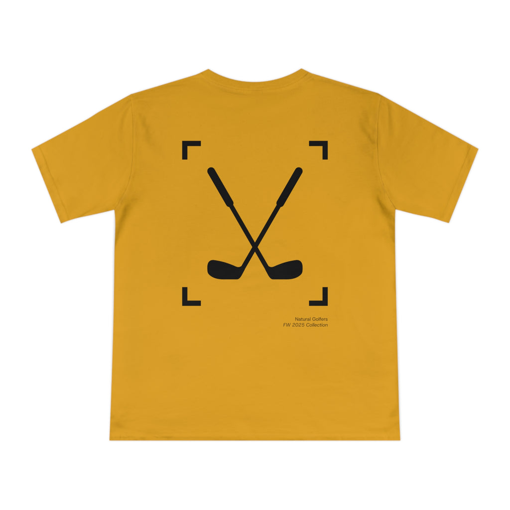 Camiseta exclusiva para golfistas naturales (solo para la UE) — Camiseta con el logo "Natural Golfers" y un gráfico de palos cruzados en la espalda