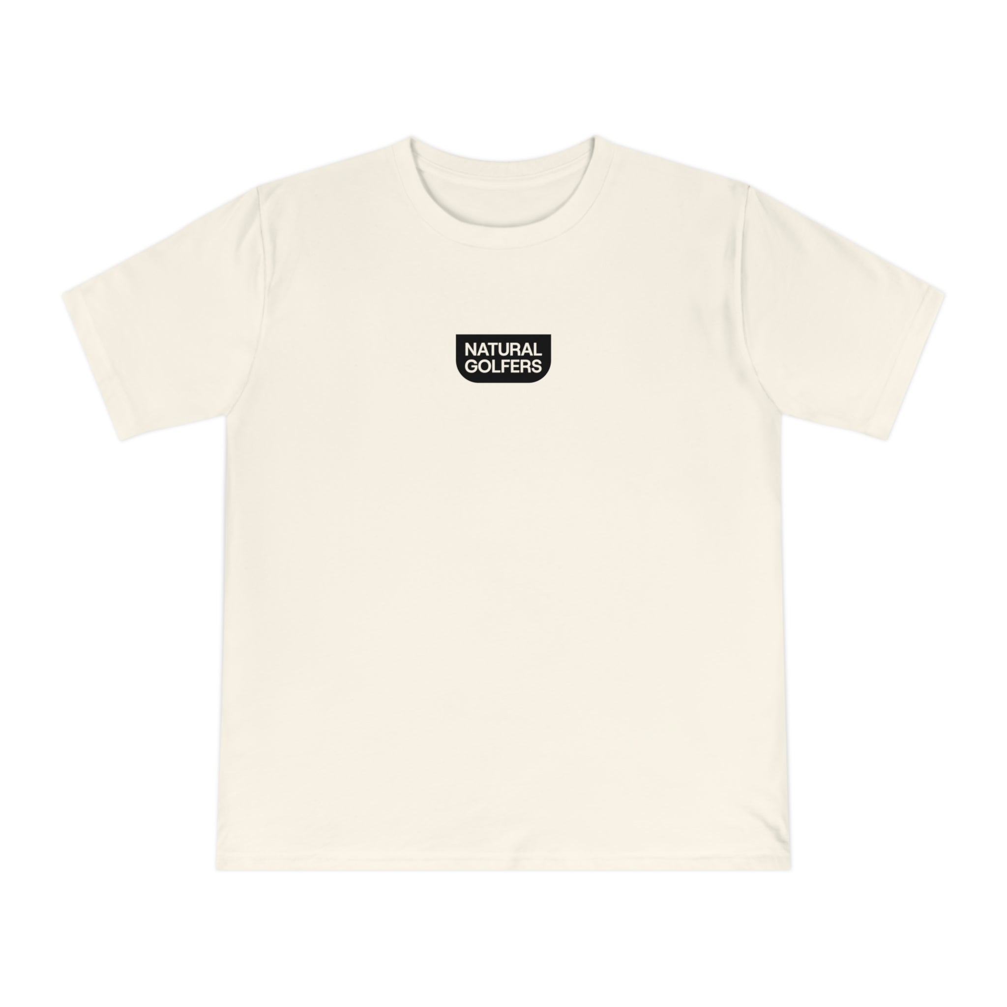 Camiseta exclusiva para golfistas naturales (solo para la UE) — Camiseta con el logo "Natural Golfers" y un gráfico de palos cruzados en la espalda