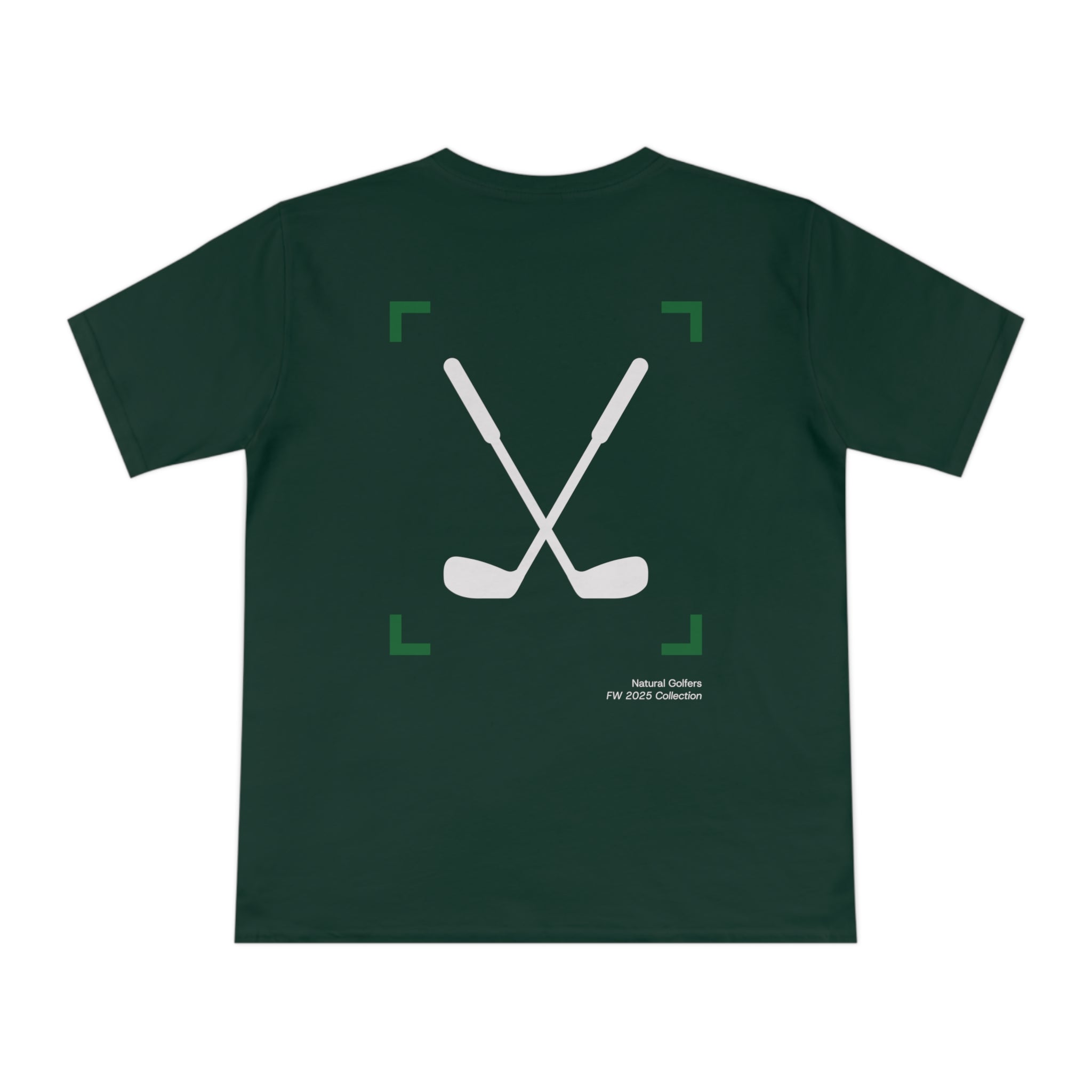 Camiseta exclusiva para golfistas naturales (solo para la UE) — Camiseta con el logo "Natural Golfers" y un gráfico de palos cruzados en la espalda