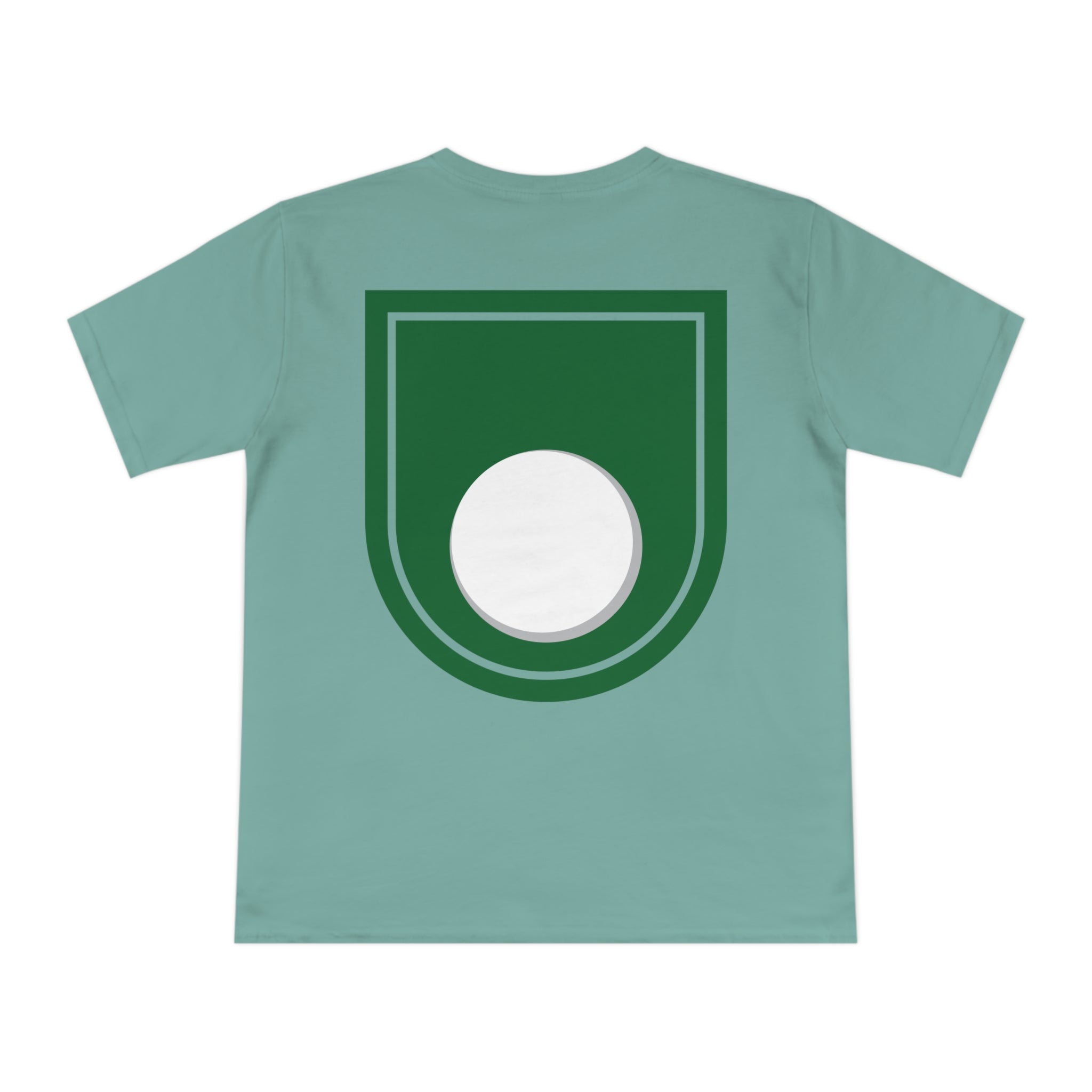 Camiseta exclusiva para golfistas naturales de la UE — Camiseta retro verde con escudo de pelota de golf