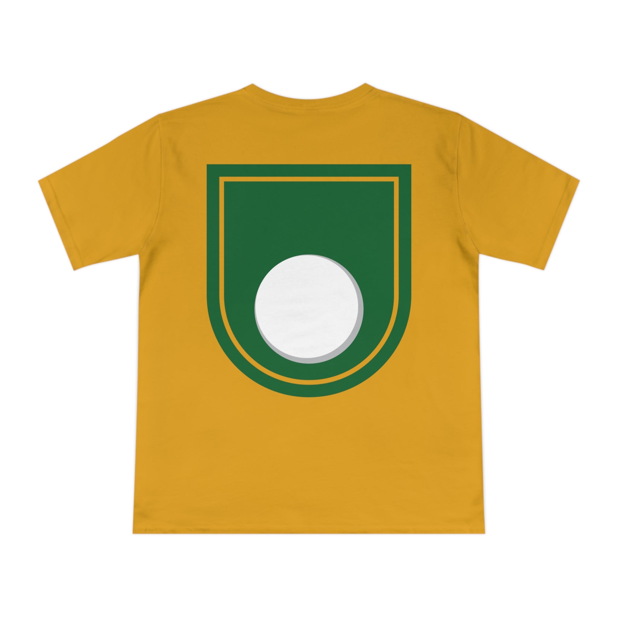 Camiseta exclusiva para golfistas naturales de la UE — Camiseta retro verde con escudo de pelota de golf