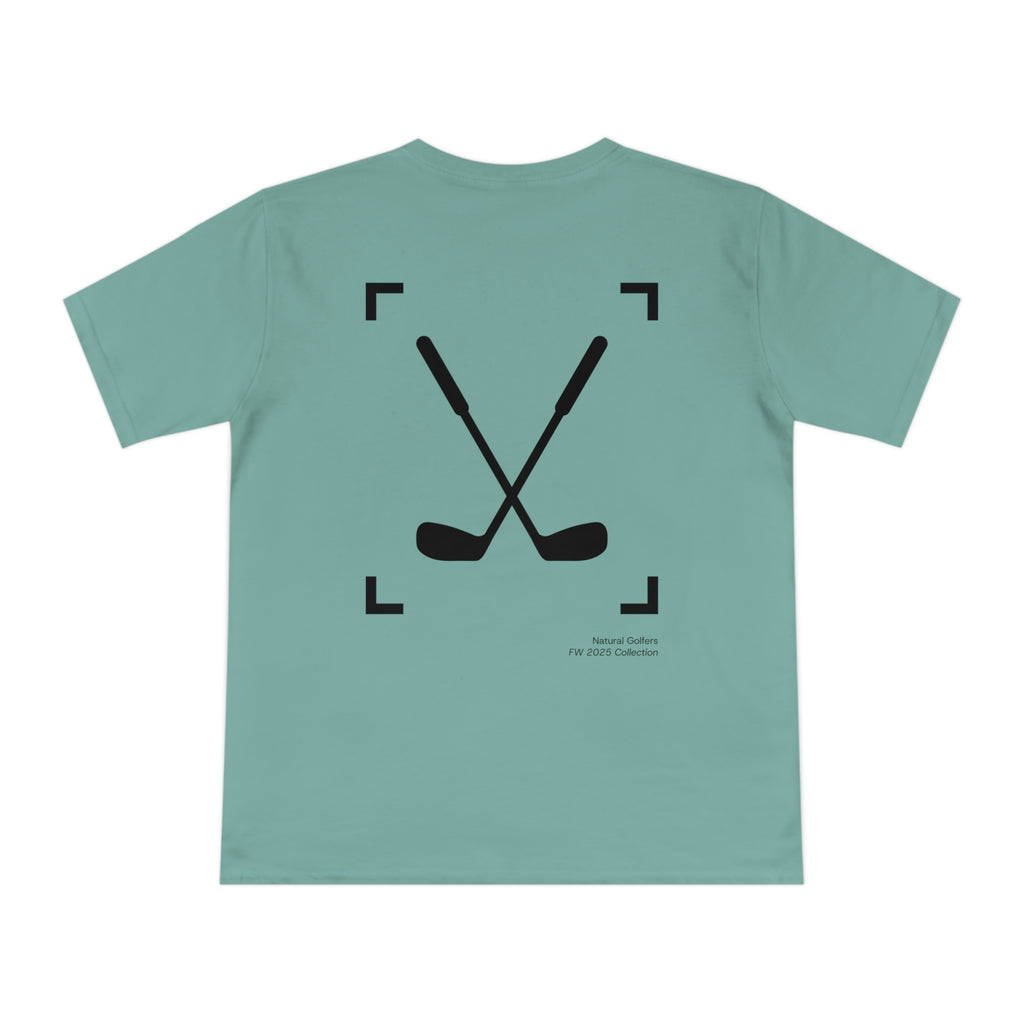 Camiseta exclusiva para golfistas naturales (solo para la UE) — Camiseta con el logo "Natural Golfers" y un gráfico de palos cruzados en la espalda